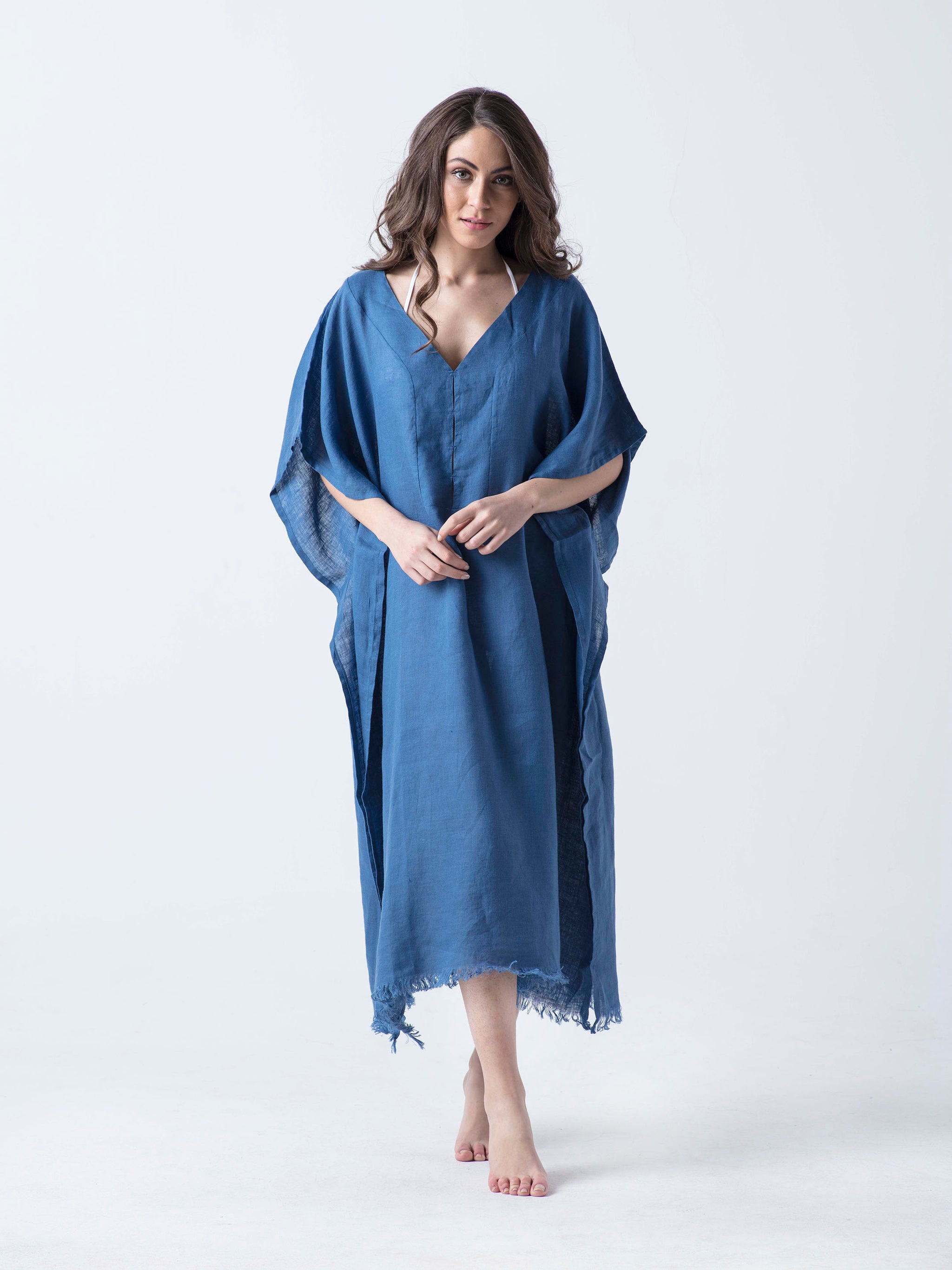 MIAMI- Luxury Linen Caftan ONE SIZE FITS ALL / KHAKI MIAMI- Luxury Linen Caftan ONE SIZE FITS ALL / KHAKI