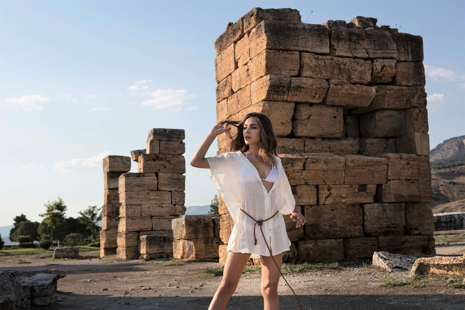 ANTIGUA- Linen Sexy Hoodie Cover up