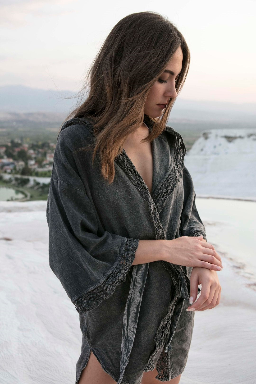 ORCHID-Lace Hooded Spa/Pool/Beach Bathrobe