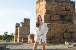 ANTIGUA- Linen Sexy Hoodie Cover up