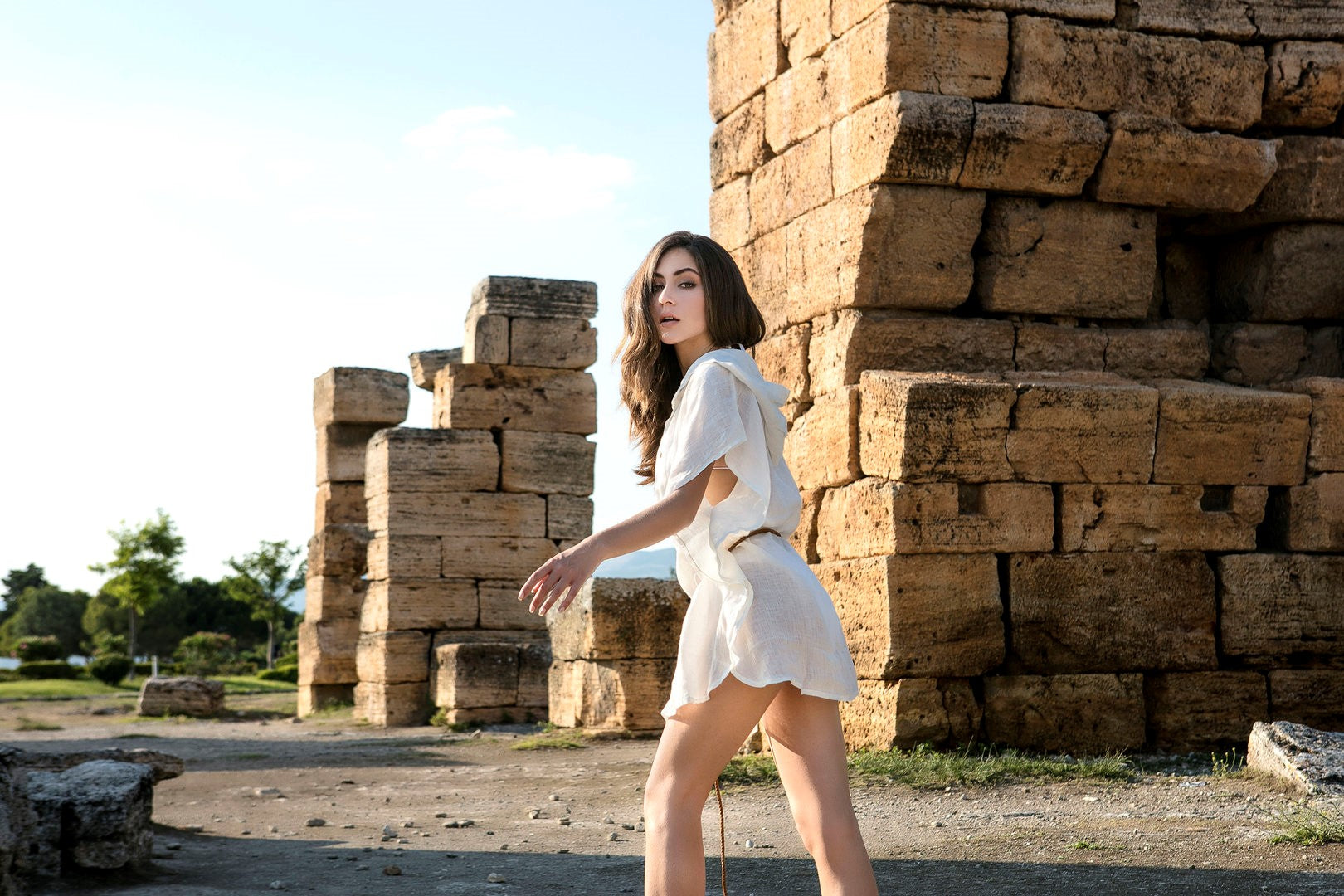 ANTIGUA- Linen Sexy Hoodie Cover up